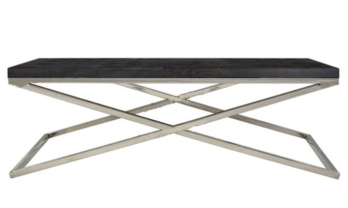 Table basse salon design acier Argent en noir bois massif  BLACKBONI-2
