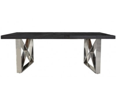 Table basse salon design acier Argent en noir bois massif  BLACKBONI-3