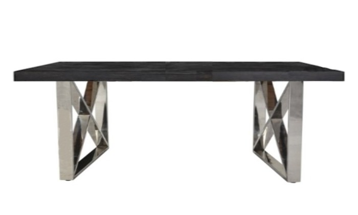 Table basse salon design acier Argent en noir bois massif  BLACKBONI-3