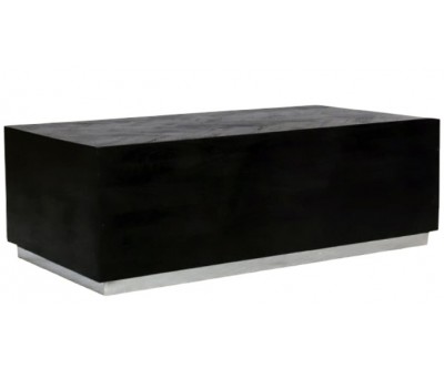 Table basse salon design bloc table acier Argent en noir bois massif  BLACKBONI-3