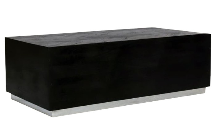 Table basse salon design bloc table acier Argent en noir bois massif  BLACKBONI-3