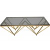 Table basse design acier inoxydable gold plateau en verre carre PARIS