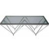 Table basse design acier inoxydable silver plateau en verre carre PARIS