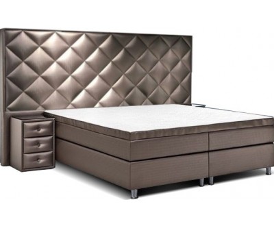 Boxspring bedden design avec matelas et  2 table de nuit luxury taupe  PREMIUM