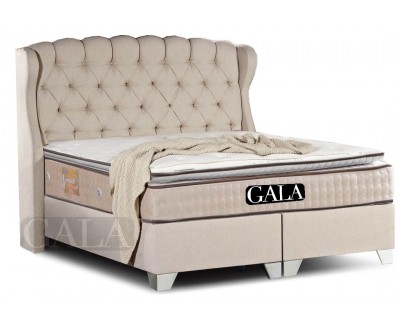 Lit box literie boxspring avec rangement complete taupe NIEGARA