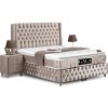 Lit box literie boxspring avec rangement complete beige CHESTERFIELD