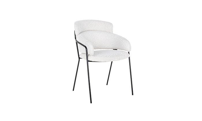 Chaise Angelica White Bouclé fire retardant