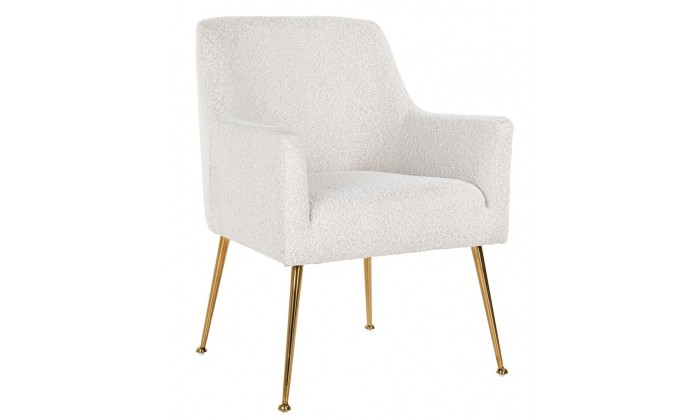 Chaise Harper White Bouclé / brushed gold