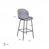 Bar stoel Tabouret Ella Steel velvet