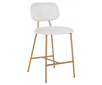 Bar stoel Tabouret Xenia White Bouclé / Brushed Gold