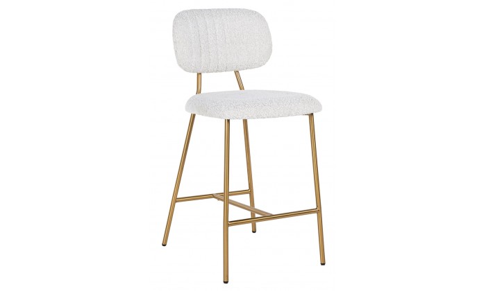 Bar stoel Tabouret Xenia White Bouclé / Brushed Gold