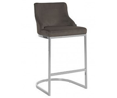 Bar stoel Tabouret Bolton Stone velvet / silver Fire Retardant