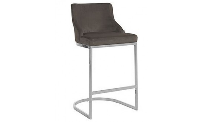 Bar stoel Tabouret Bolton Stone velvet / silver Fire Retardant