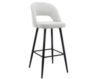 Barstoel Chaise de bar Tabouret Luna White Bouclé / Black