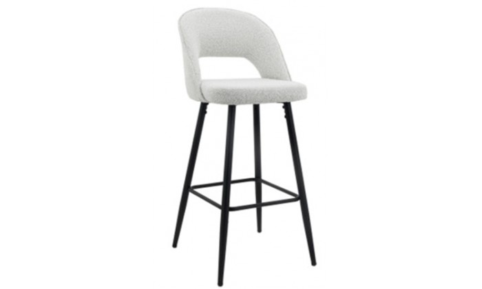 Barstoel Chaise de bar Tabouret Luna White Bouclé / Black