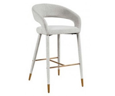 Barstoel Chaise de bar Tabouret Gia White Bouclé