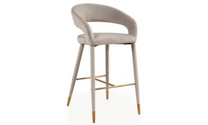 Barstoel Chaise de bar Tabouret Gia Quartz Khaki velvet