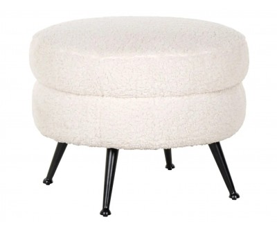 Pouf Amelia White Faux Sheep / noir