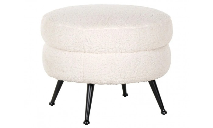 Pouf Amelia White Faux Sheep / noir