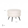 Pouf Amelia White Faux Sheep / noir