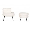 Pouf Amelia White Faux Sheep / noir