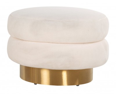 Pouf Faya hite Teddy / Brushed gold