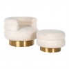 Pouf Faya hite Teddy / Brushed gold