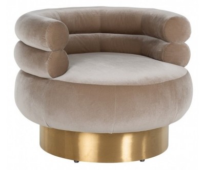 Chaise pivotante Fayah Sand Velvet / Brushed gold