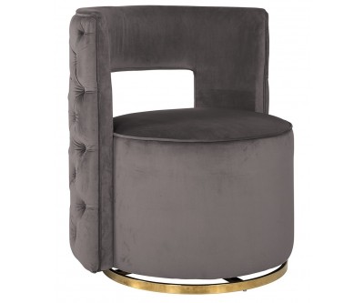 Chaise pivotante Jamie Stone velvet / gold
