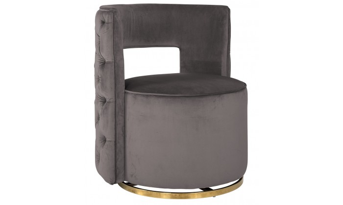 Chaise pivotante Jamie Stone velvet / gold