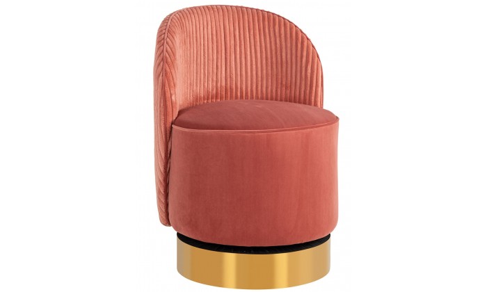 Fauteuil pivotante Bristel Pink velevt + rib