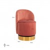 Fauteuil pivotante Bristel Pink velevt + rib