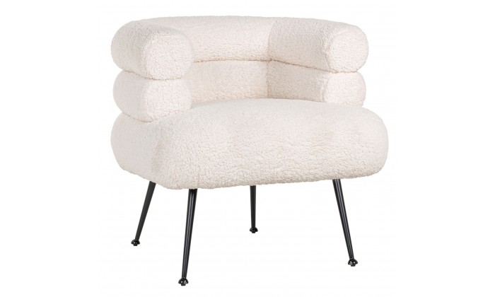 Fauteuil Amelia White Faux Sheep / noir