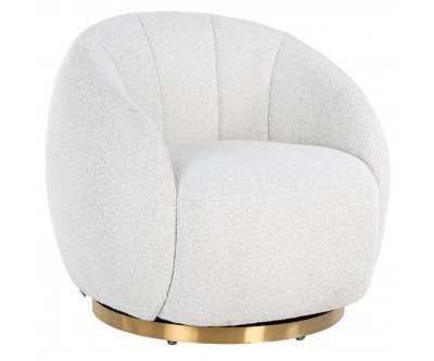 Fauteuil pivotante Jago White Bouclé / Brushed gold