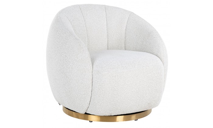 Fauteuil pivotante Jago White Bouclé / Brushed gold