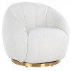 Fauteuil pivotante Jago White Bouclé / Brushed gold