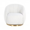 Fauteuil pivotante Jago White Bouclé / Brushed gold