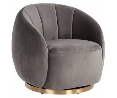 Fauteuil pivotante Jago Stone Velvet / Brushed gold