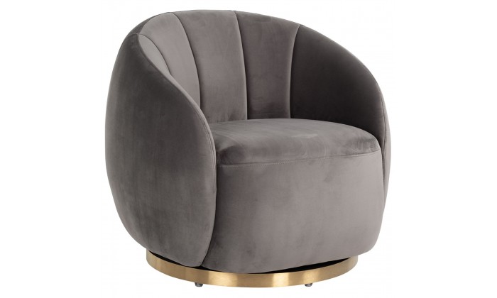 Fauteuil pivotante Jago Stone Velvet / Brushed gold