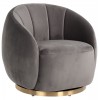 Fauteuil pivotante Jago Stone Velvet / Brushed gold