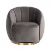 Fauteuil pivotante Jago Stone Velvet / Brushed gold