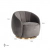 Fauteuil pivotante Jago Stone Velvet / Brushed gold