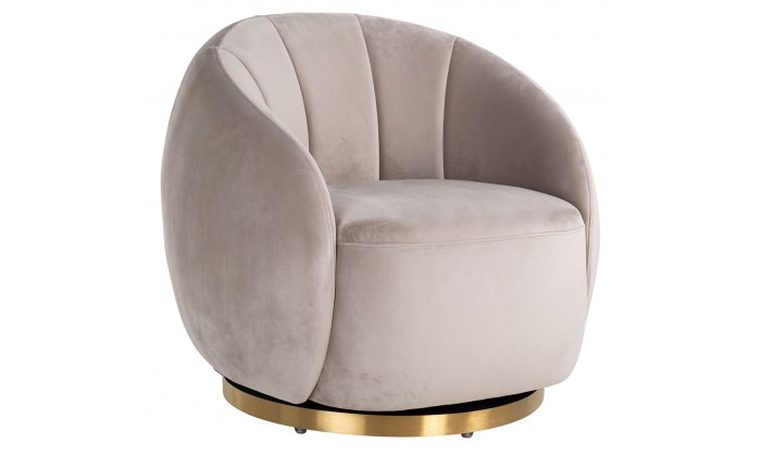 Fauteuil Chaise pivotante Jago Khaki Velvet / Brushed gold