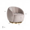 Fauteuil Chaise pivotante Jago Khaki Velvet / Brushed gold