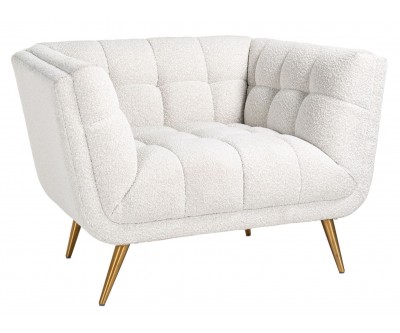 Fauteuil Huxley White Bouclé / Brushed gold