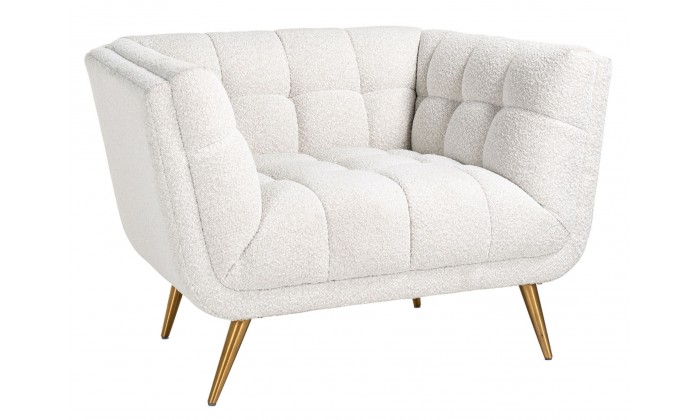 Fauteuil Huxley White Bouclé / Brushed gold