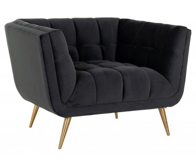 Fauteuil Huxley Antraciet velvet / Brushed gold