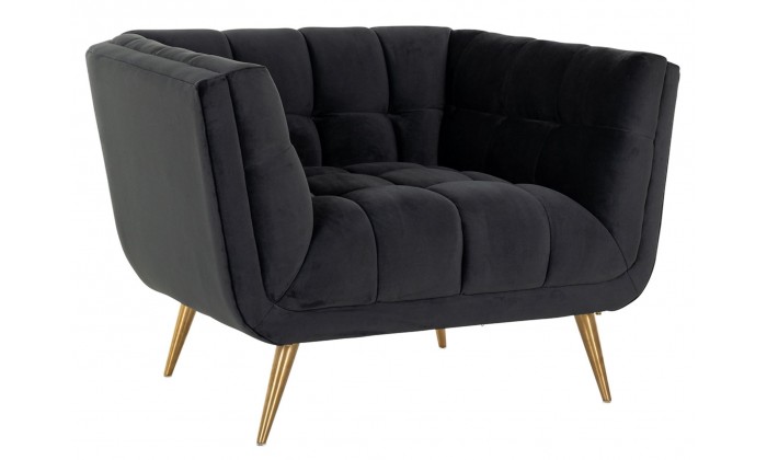 Fauteuil Huxley Antraciet velvet / Brushed gold