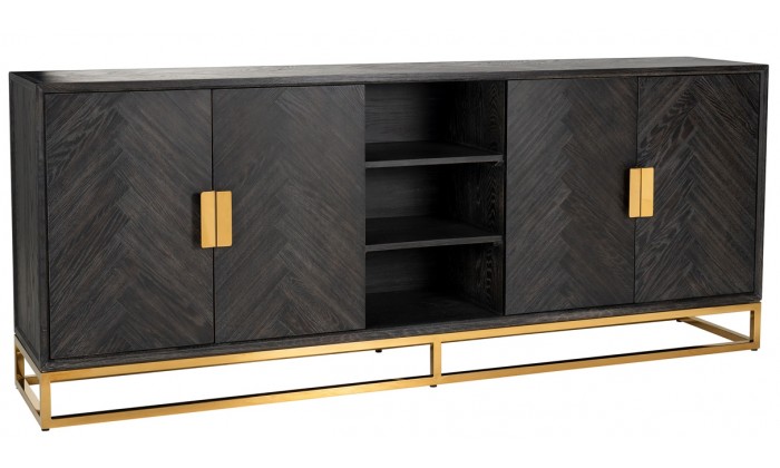 Dressoir Bahut Blackbone gold 4-portes + espace ouvert