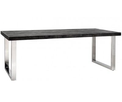 Table à manger argent design en acier Blackbone 180cm